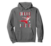 Bruce Lee Flying Kick Shadowed Face Shot Pullover Hoodie, Adult Unisex, Asphalt Grey, XX-Large