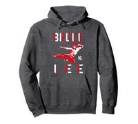 Bruce Lee Flying Kick Shadowed Face Shot Pullover Hoodie, Adult Unisex, Dark Heather Grey, X-Large
