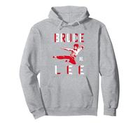 Bruce Lee Flying Kick Shadowed Face Shot Pullover Hoodie, Adult Unisex, Heather Grey, X-Large