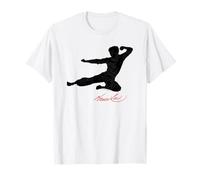 Bruce Lee Flying Kick Silhouette Signature Logo T-Shirt