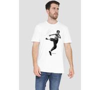 Bruce Lee Flying Kick T-Shirt, White | Size: Large Bruce Lee White L
