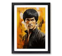Bruce Lee Hard Edge Painting Framed Print | A2 Black Framed Wall Art | Ready to Hang | Modern Historical Picture | Living Room Bedroom Lounge Office