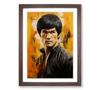 Bruce Lee Hard Edge Painting Framed Wall Art Print, Ready to Hang Picture for Living Room Bedroom Home Office, Walnut A2 (48 x 66 cm)