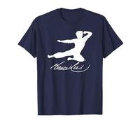 Bruce Lee Jumping Kick White Distressed T-Shirt