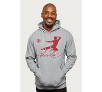 Bruce Lee Kung Fu Kick Red Print Hooded Sweatshirt in Mid Grey | Size: Small Bruce Lee Mid Grey S