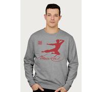 Bruce Lee Kung Fu Kick Red Print Sweatshirt in Mid Grey | Size: Small Bruce Lee Mid Grey S