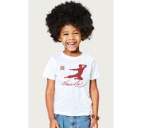 Bruce Lee Kung Fu Kick Red Print T-Shirt in White | Size: 9-11 Years Bruce Lee White 9-11 Years
