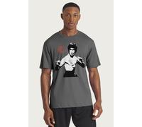 Bruce Lee Men's Enter The Dragon Black & White Art T-Shirt in Charcoal | Size: Large Bruce Lee Charcoal L
