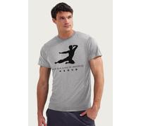 Bruce Lee Men's Jun Fan Gung Fu Institute Martial Arts School T-Shirt in Mid Grey | Size: Small Bruce Lee Mid Grey S