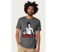 Bruce Lee Men's Nunchaku Stance Nunchucks T-Shirt in Charcoal | Size: Large Bruce Lee Charcoal L