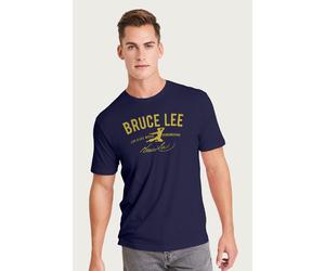 Bruce Lee Men's Yellow Live A Life Worth Remembering T-Shirt in Navy | Size: XL Bruce Lee Navy XL