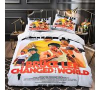 Bruce Lee Personalised 3D Printed Duvet Cover Set for Kids And Adults Soft Polyester Chinese Kung Fu Quilt Cover with 2 Pillowcases All Season Bedding Hypoallergenic Easy Care King（220x240cm）