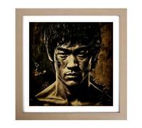 Bruce Lee Photograph Framed Print | 18x18 Inch Oak Framed Wall Art | Ready to Hang | Modern Nature Picture | Living Room Bedroom Lounge Office