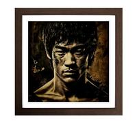 Bruce Lee Photograph Framed Wall Art Print, Ready to Hang Picture for Living Room Bedroom Home Office, Walnut 18 x 18 Inch (45 x 45 cm)