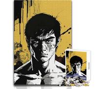 Bruce Lee Portrait Art Jigsaw Puzzles 1000 Pieces for Teenagers Cognitive Development Fun Game Special Thoughtful Celebration Present Size 50x75cm