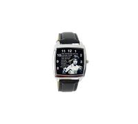 Bruce Lee Quartz Square Watch Real Leather Band Bw Text Dial Black