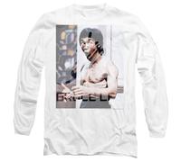 Bruce Lee Revving Up Unisex Long Sleeve T Shirt, White, M
