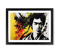 Bruce Lee Splash Vol.1 Abstract Framed Print | A3 Black Framed Wall Art | Ready to Hang | Abstract Fantasy Picture | Living Room Bedroom Lounge Office