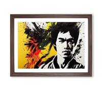 Bruce Lee Splash Vol.1 Abstract Framed Print | A3 Walnut Framed Wall Art | Ready to Hang | Abstract Fantasy Picture | Living Room Bedroom Lounge Office