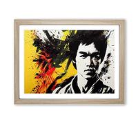 Bruce Lee Splash Vol.1 Abstract Framed Print | A4 Oak Framed Wall Art | Ready to Hang | Abstract Fantasy Picture | Living Room Bedroom Lounge Office