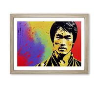 Bruce Lee Splash Vol.2 Abstract Framed Print | A2 Oak Framed Wall Art | Ready to Hang | Abstract Fantasy Picture | Living Room Bedroom Lounge Office