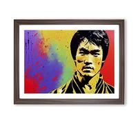 Bruce Lee Splash Vol.2 Abstract Framed Print | A3 Walnut Framed Wall Art | Ready to Hang | Abstract Fantasy Picture | Living Room Bedroom Lounge Office