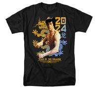 Bruce Lee Two Tone Year of The Dragon Unisex T Shirt, Black, XX-Large