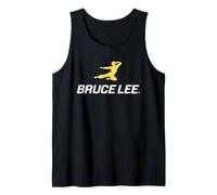 Bruce Lee White Text Yellow Kung Fu Kick Tank Top