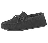 BRUCE Moccasin Slipper - Black (Black Real Suede) (Mens UK 7 / EU 41)