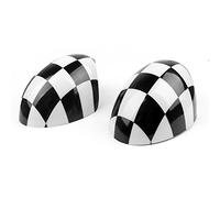 Bruce & Shark 2 x Checkered WING Mirror Covers for MINI Cooper R55 R56 R57 Power Fold Mirror