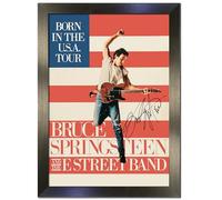 Bruce Springsteen Born In The USA Tour Poster Reproduction A3 Framed Rock Wall Art Black Frame | Framed Music Memorabilia | Size 46x34cm | Collectible Autograph Wall Art No195