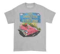 Bruce Springsteen Men's Pink Cadillac Back Print T-Shirt in Grey | Size: Large Bruce Springsteen Grey L