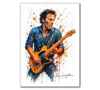 Bruce Springsteen Wall Art, Watercolor Guitar Player Portrait, The Boss Music Legend Poster, A4 Vibrant Splash Art Print