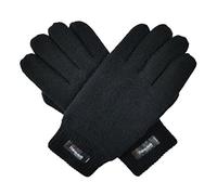BRUCERIVER Men Pure Wool Knit Gloves with Thinsulate Lining and Elastic Rib Cuff Size S/M (True Black)