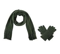 BRUCERIVER Women's Knit Scarf & Glove Set Touchscreen Function Cashmere Feel Cable Design (Christmas Green Touchscreen)