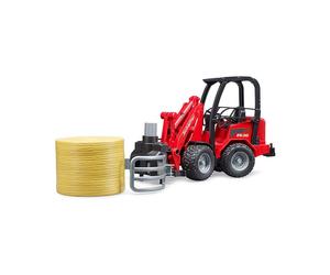 Bruder 02192 SchÃâžFfer Hoflader 2630 Grip Pliers And Round Bale - Red