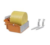 Bruder 1:16 Accessory: Tractor Loading Box With Forks + 1 Round Bale Bale Handling Accessory Set, Multi