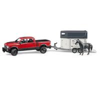 Bruder 02501 RAM 2500 Power Wagon With Horse Trailer and Horse Toys 1:16 Scale