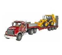 Bruder 02813 MACK Granite Truck with Low Loader and JCB 4CX
