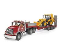 Bruder 02813 MACK Granite Truck with Low Loader and JCB 4CX, Multi-coloured