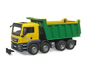 Bruder 03766 MAN TGS Tipping Truck - 1:16 Scale Construction Tipper with Working Tip Function, Opening Cab Doors, Tow Hitch; Durable Play Truck for Construction Sites; Ages 3+