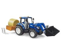 Bruder 09861 New Holland Powerstar T5.120 with Front Loader, Loading Box, Forks and Round Bales