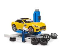 Bruder 1:16 bworld Car Service Centre + Roadster in Yellow | Size: 1 Pack Bruder Yellow 1 Pack