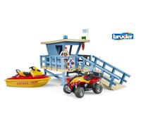 Bruder 1:16 bworld Life Guard Station with Quad & PWC in Light Blue | Size: 1 Pack Bruder Light Blue 1 Pack