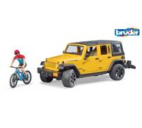 Bruder Jeep Wrangler Rubicon with MTB and Cyclist
