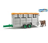 Bruder Toys 02227 Twin Axle Catle Livestock Trailer & Cow 1:16 Scale Toy Model