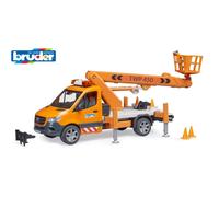 Bruder 1:16 MB Sprinter with working platform & Light + Sound Module in Orange | Size: 1 Pack Bruder Orange 1 Pack