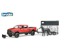 Bruder 1:16 RAM 2500 Power Wagon with horse trailer & 1 horse in Red | Size: 1 Pack Bruder Red 1 Pack