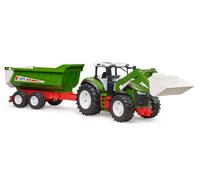 Bruder Roadmax Tractor With Front Loader And Trailer Green Kids