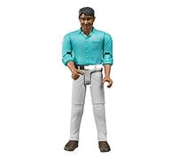 Bruder 60003 Man Figure - Medium Skin & White Jeans 1:16 Scale Toy Worker Compatible with All Vehicles & Playsets
